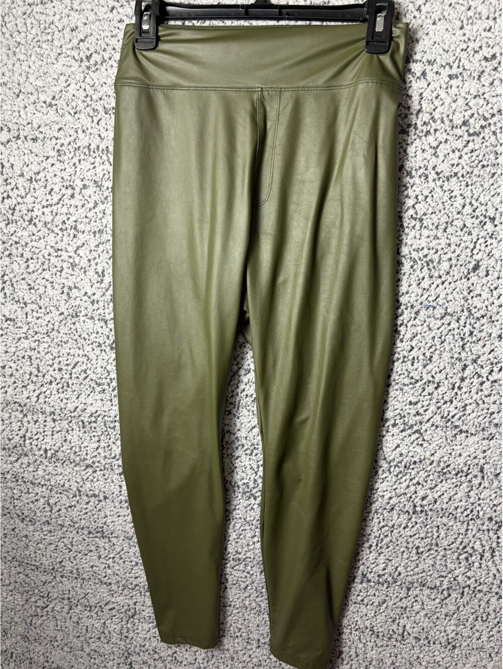 OFFLINE by Aerie Real Luxe Faux Leather Leggings Large Short Olive Green Hi-Rise